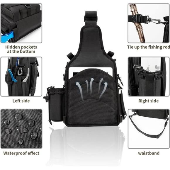 Outdoor Tackle Bag - Large Water-Resistant Fishing Backpack - Picture 5 of 7